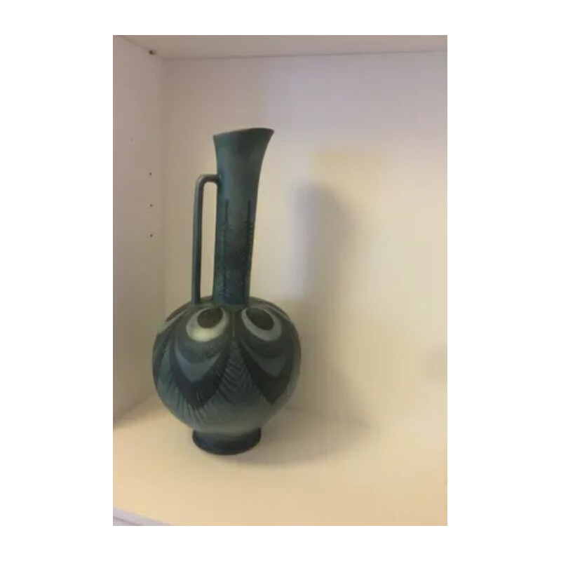 Vintage Vase mit Zeichenhals aus Keramik von Mmjolly