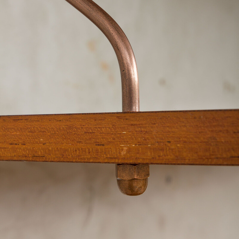 Vintage Danish teak wall unit with copper hardware 