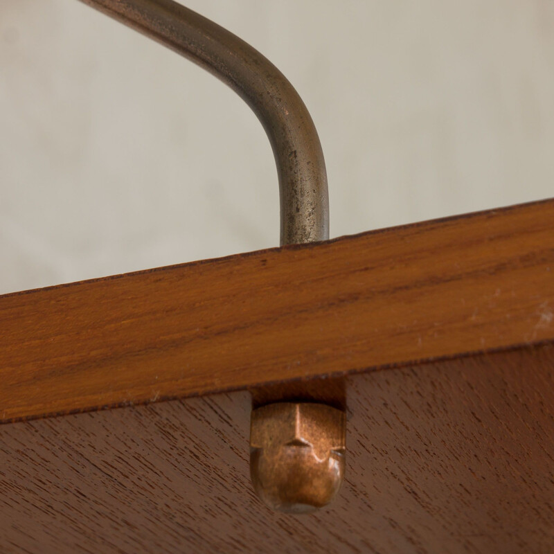 Vintage Danish teak wall unit with copper hardware