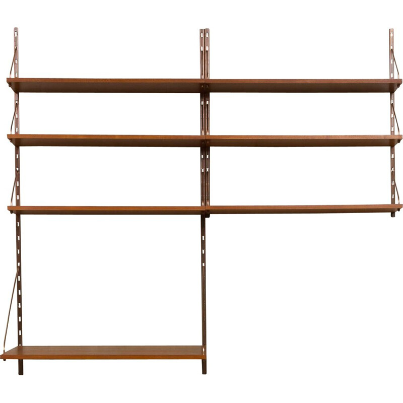 Vintage Danish teak wall unit with copper hardware 