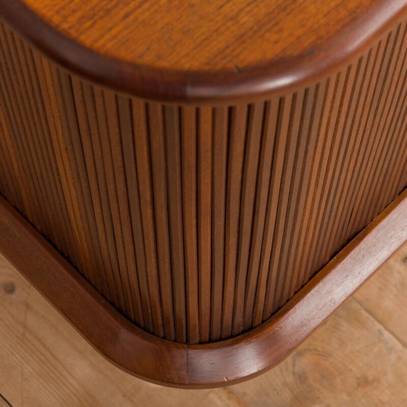 Vintage Low Danish teak sideboard with tambour sliding door