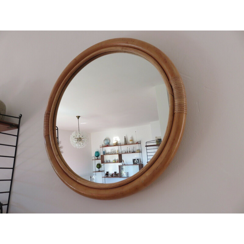 Vintage Italian bamboo mirror 1960