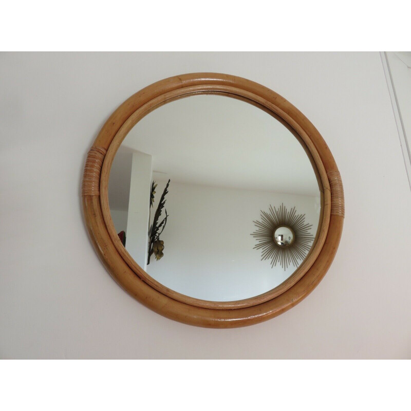 Vintage Italian bamboo mirror 1960