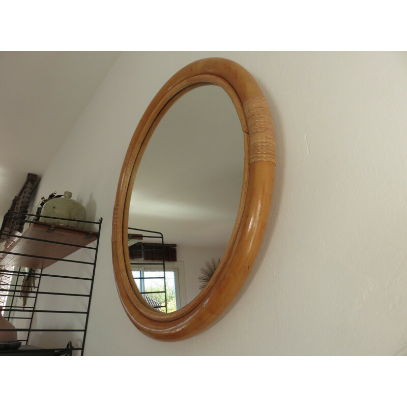 Vintage Italian bamboo mirror 1960