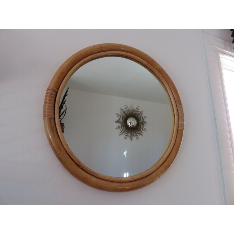 Vintage Italian bamboo mirror 1960