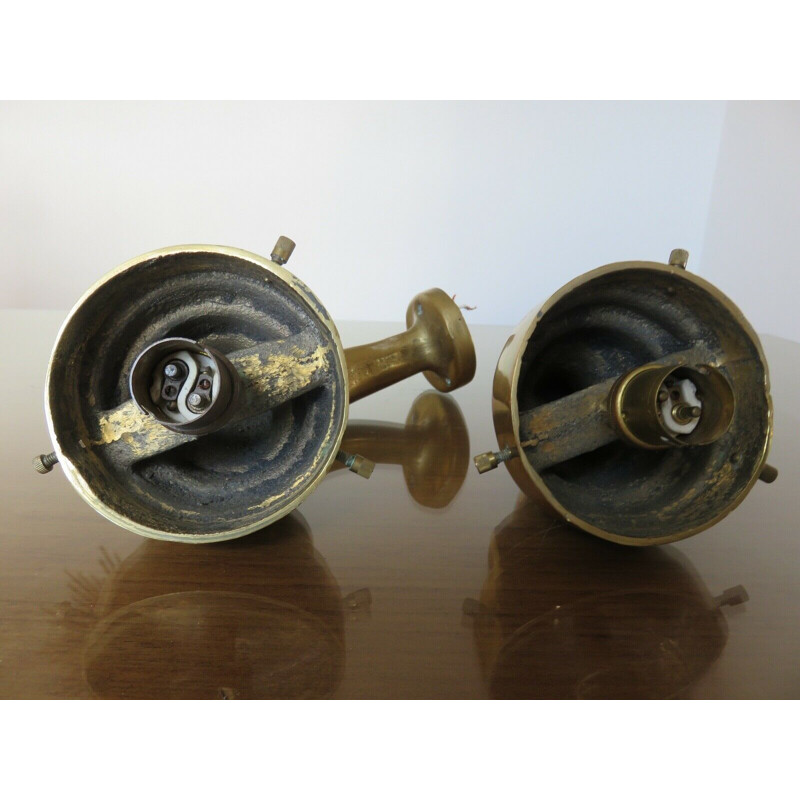 Pair of solid bronze vintage theatre sconces 1950