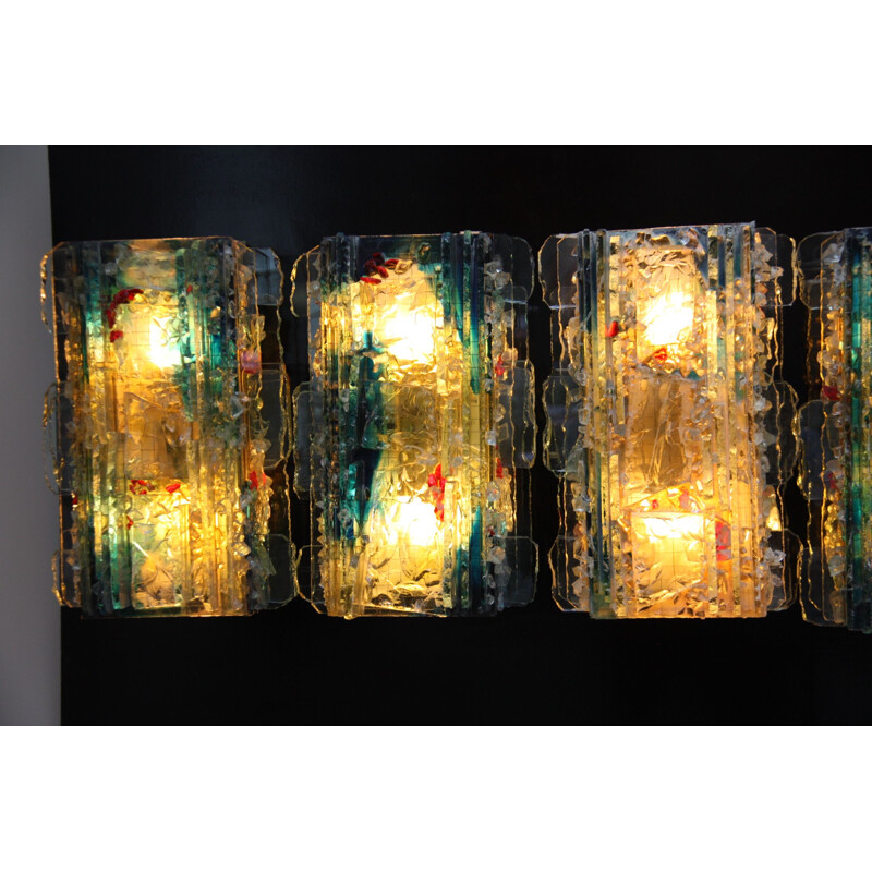 Set of 5  vintage wall lamps multicolored glass - model "Chartres"- Raak - The Netherlands - 1960