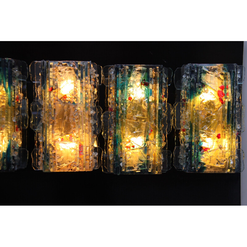 Lot de 5 appliques vintage en verre multicolore - modèle "Chartres" - Raak - Pays-Bas - 1960