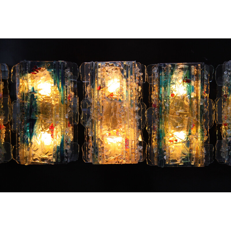 Set of 5  vintage wall lamps multicolored glass - model "Chartres"- Raak - The Netherlands - 1960