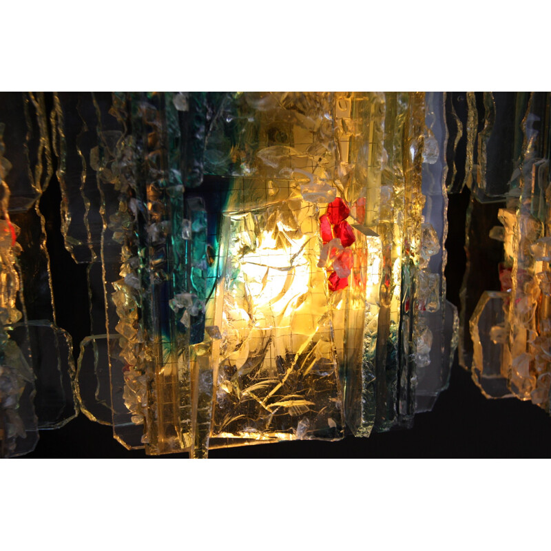 Set of 5  vintage wall lamps multicolored glass - model "Chartres"- Raak - The Netherlands - 1960