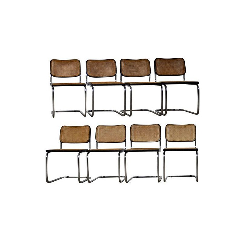 Set of 8 vintage Cesca chairs by Marcel Breuer for Gavina, 1980s