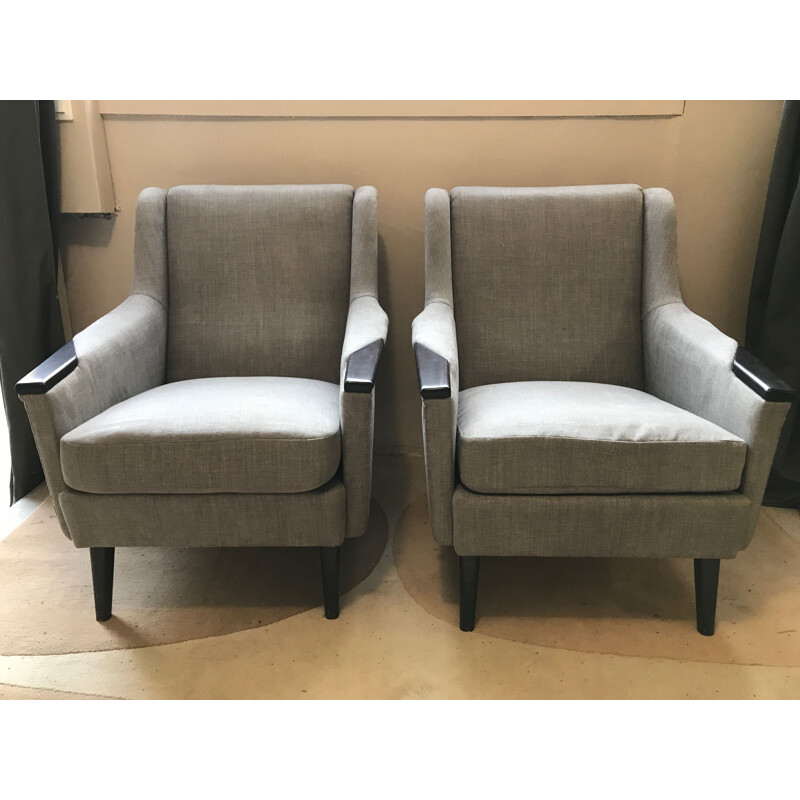 Pair of Scandinavian vintage armchairs by Lani in Malmo 1960