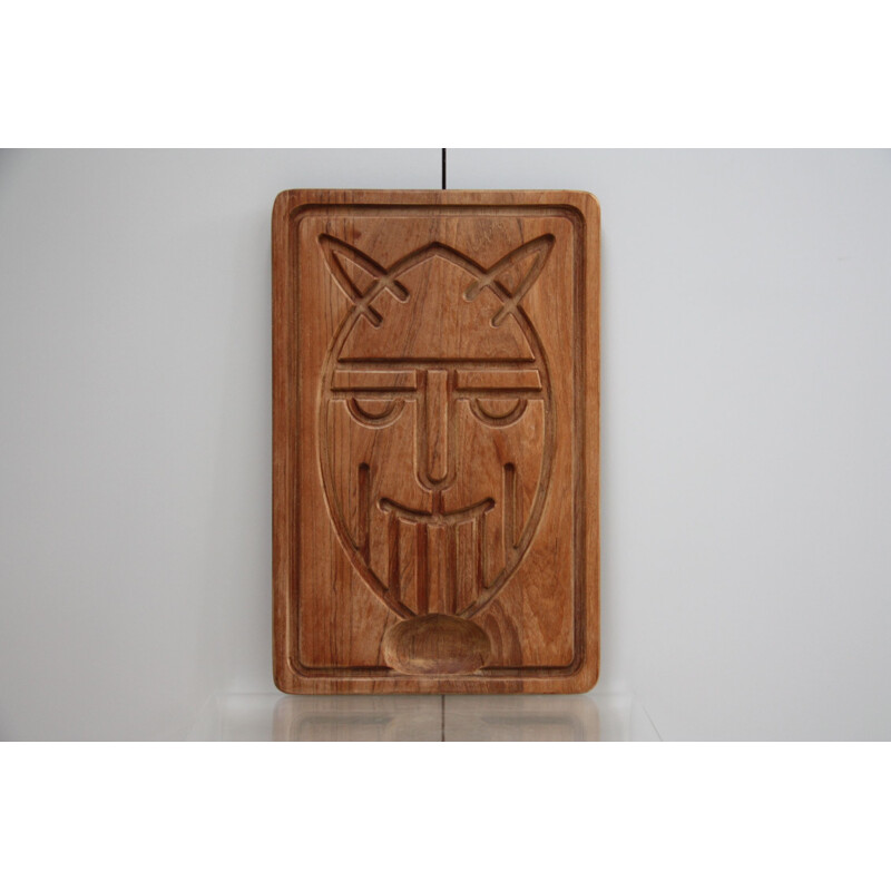 Vintage Skjode Skjern cutting board in teak "Viking" Denmark - 1960