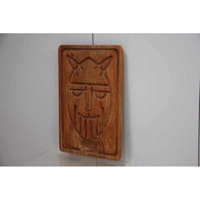 Vintage Skjode Skjern cutting board in teak "Viking" Denmark - 1960