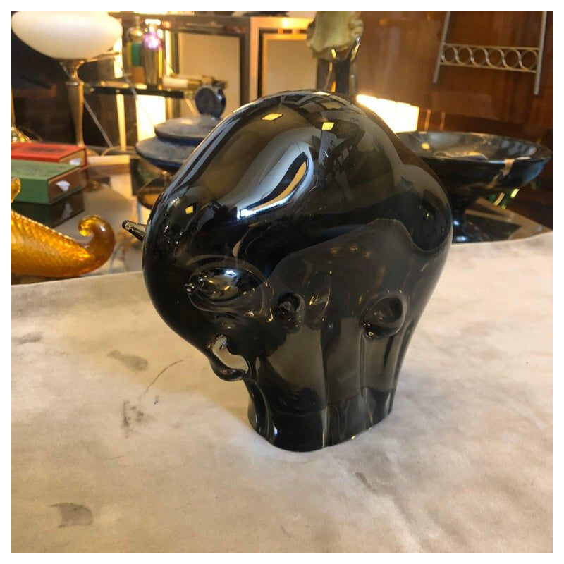 Vintage Brown Murano Glass Bull by Livio Seguso, 1970s