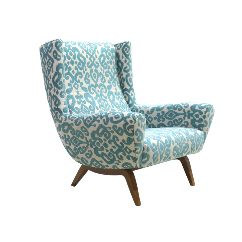 Vintage blue armchair by Illum Wikkelsø for Søren Wiladsen