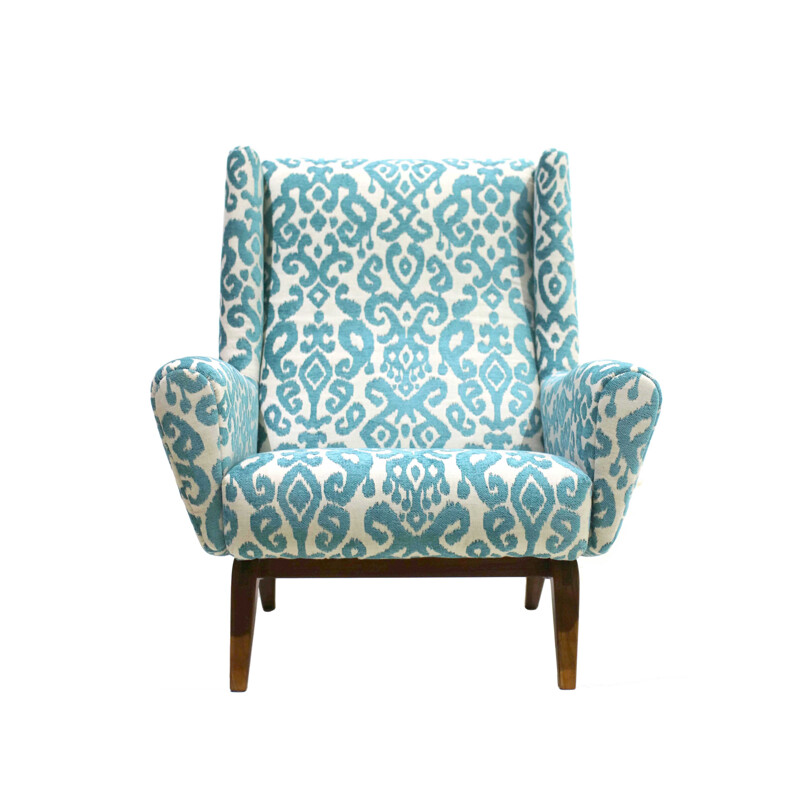 Vintage blue armchair by Illum Wikkelsø for Søren Wiladsen