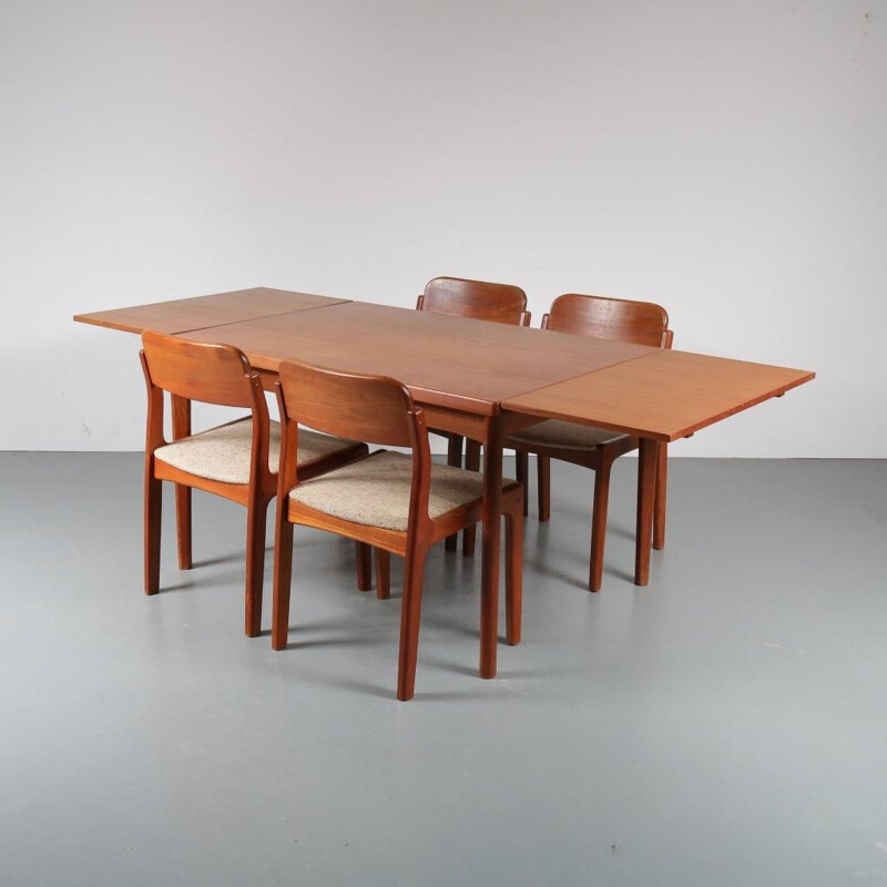 Vintage teak dining set by Henning Kjaernulf para Vejle Stole, Dinamarca 1960