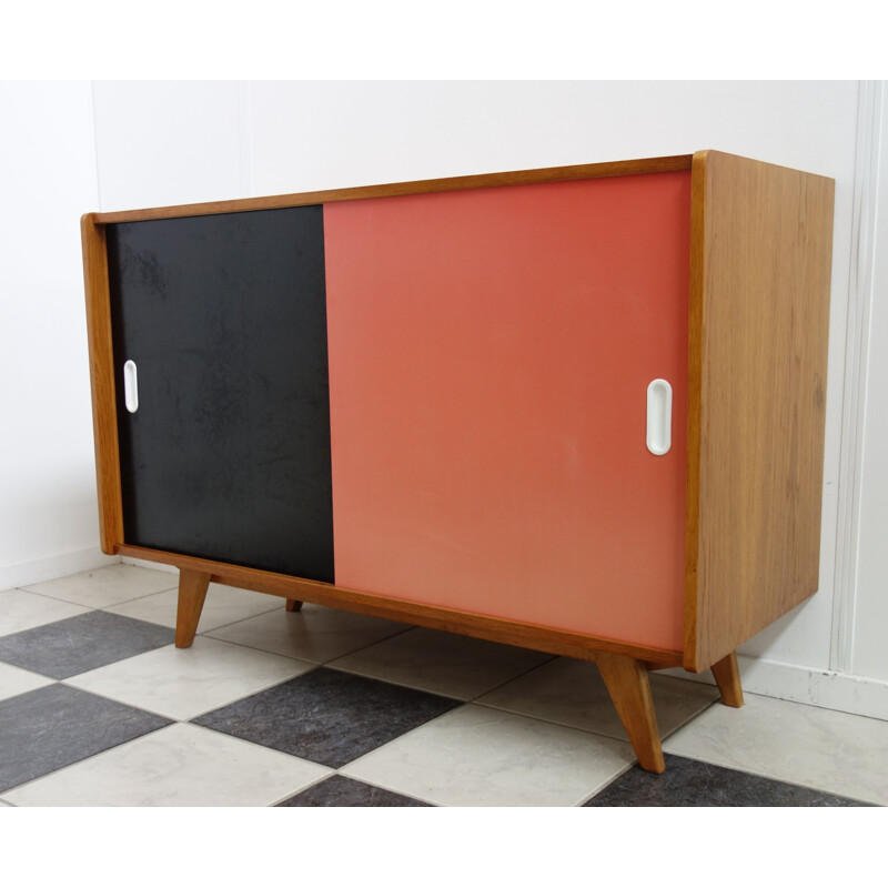 Vintage pink & black sideboard by Jiroutek 1960