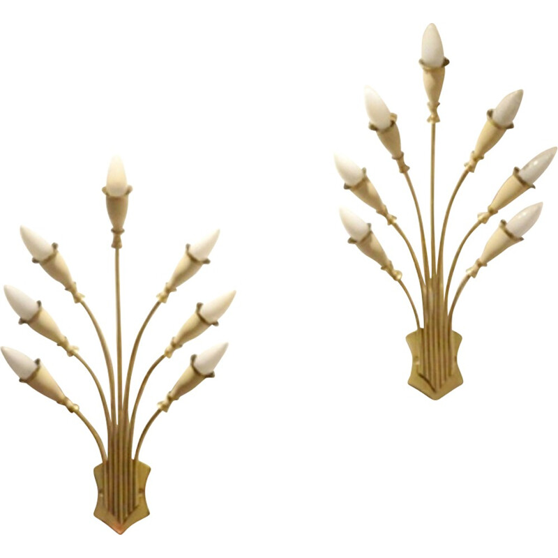 Pair of Italian wall sconces in brass - 1950s