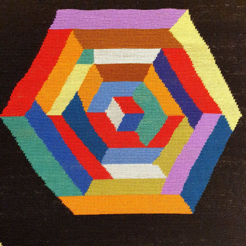 Vintage geometrisch wandtapijt van Victor Vasarely