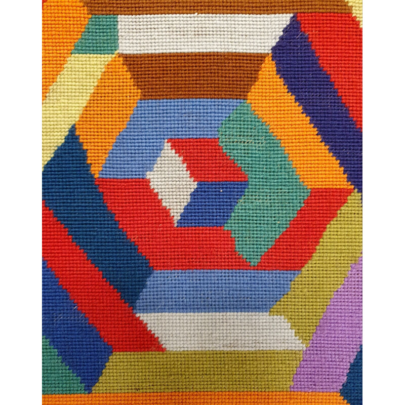 Vintage geometric wall tapestry by Victor Vasarely