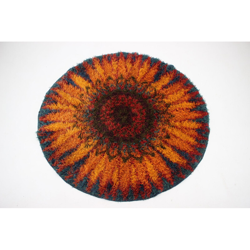 Vintage Danish oval wool rug 1970