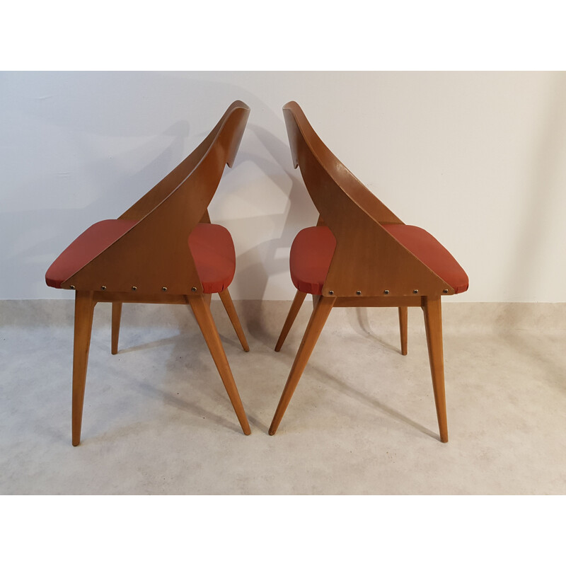 Set of 6 vintage chairs by Louis Paolozzi for ZOL, 1958 