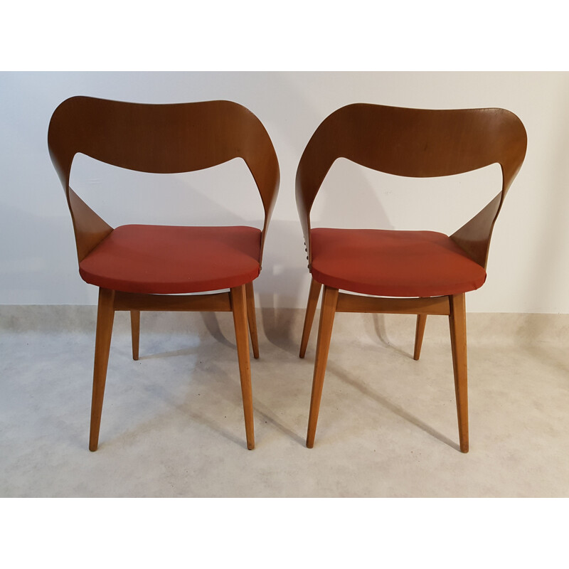 Set of 6 vintage chairs by Louis Paolozzi for ZOL, 1958 