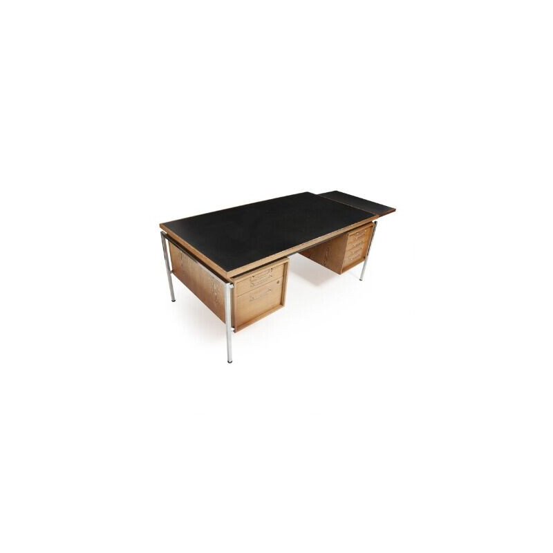 Bureau Wengé vintage avec plateau en formica noir