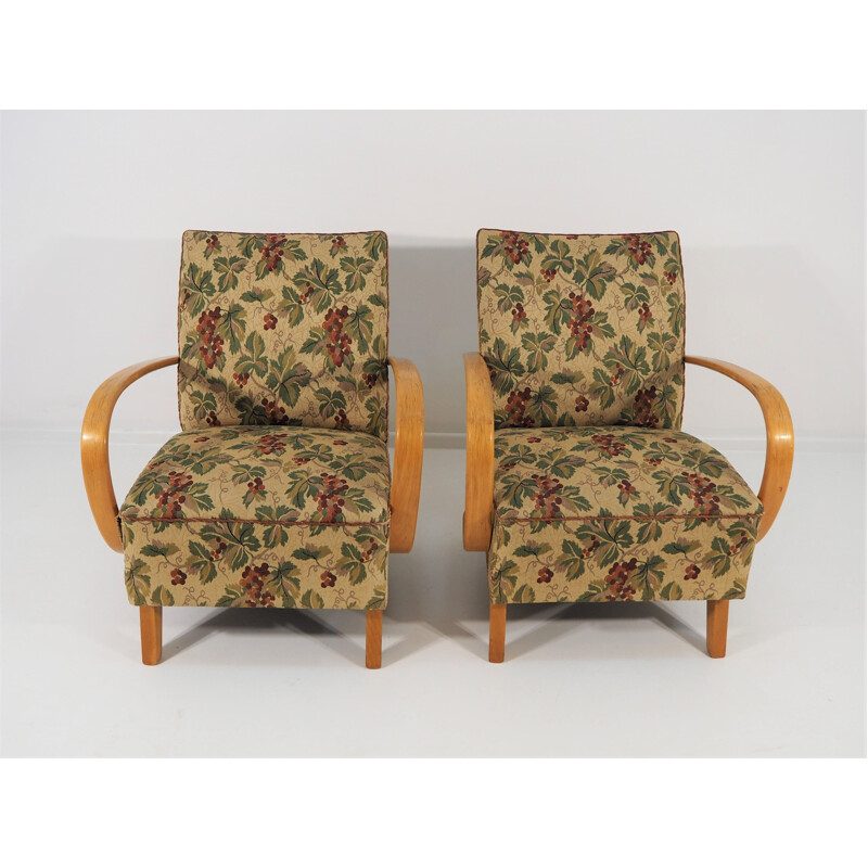 Vintage Art Deco pair of Lounge Chairs by Jindřich Halabala, 1950s