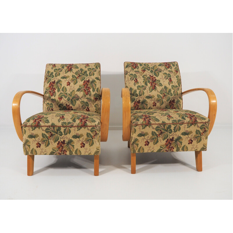 Vintage Art Deco pair of Lounge Chairs by Jindřich Halabala, 1950s