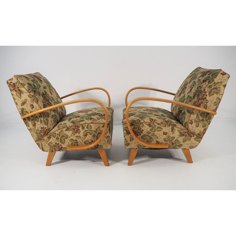 Vintage Art Deco pair of Lounge Chairs by Jindřich Halabala, 1950s