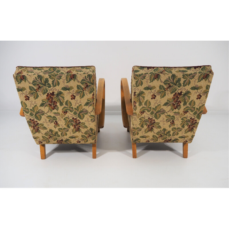 Vintage Art Deco pair of Lounge Chairs by Jindřich Halabala, 1950s