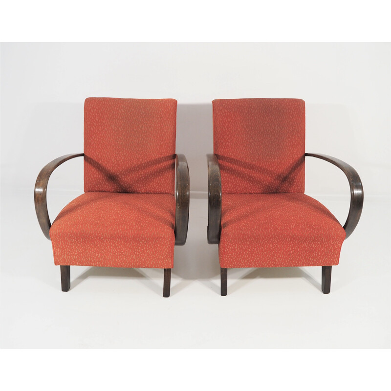 Pair of Art Deco Lounge Chairs by Jindřich Halabala, 1950s