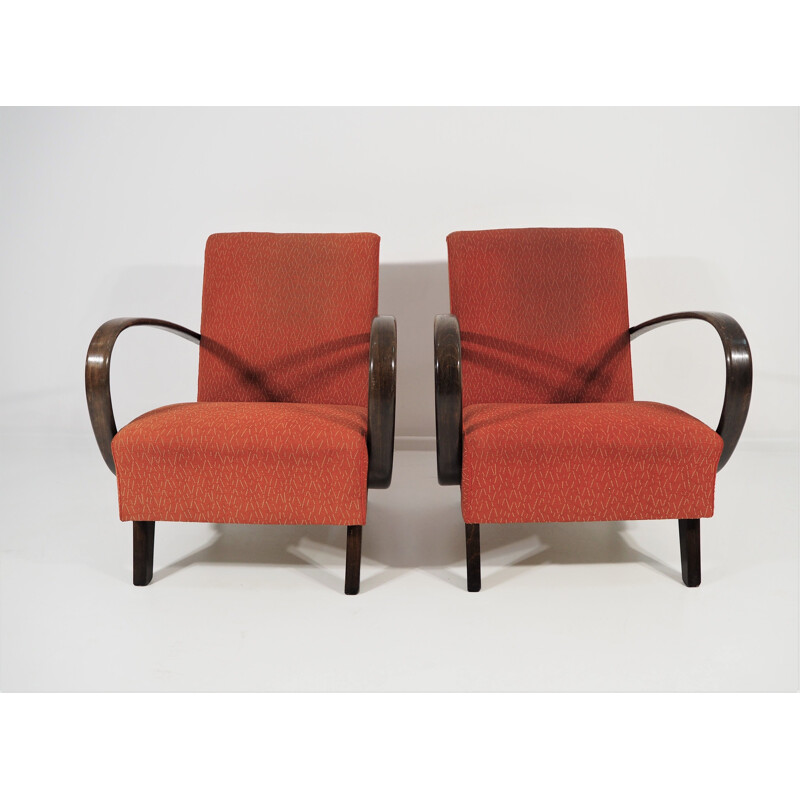 Pair of Art Deco Lounge Chairs by Jindřich Halabala, 1950s