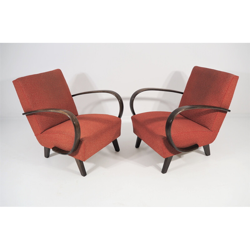 Pair of Art Deco Lounge Chairs by Jindřich Halabala, 1950s