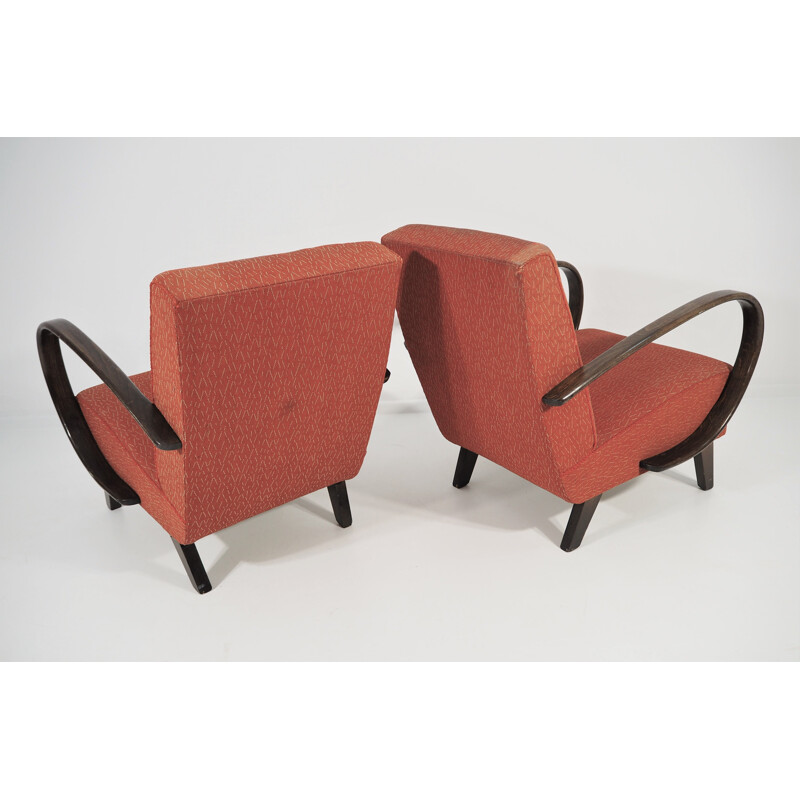 Pair of Art Deco Lounge Chairs by Jindřich Halabala, 1950s