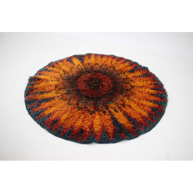 Vintage Danish oval wool rug 1970