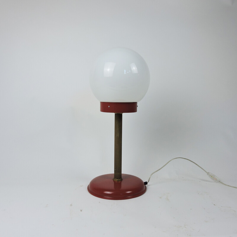 Vintage red and gold globe lamp, 1970