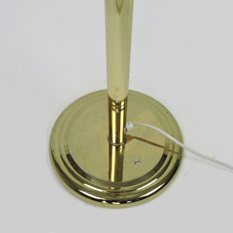 Vintage Brass and White Glass Floor Lamp, 1980s