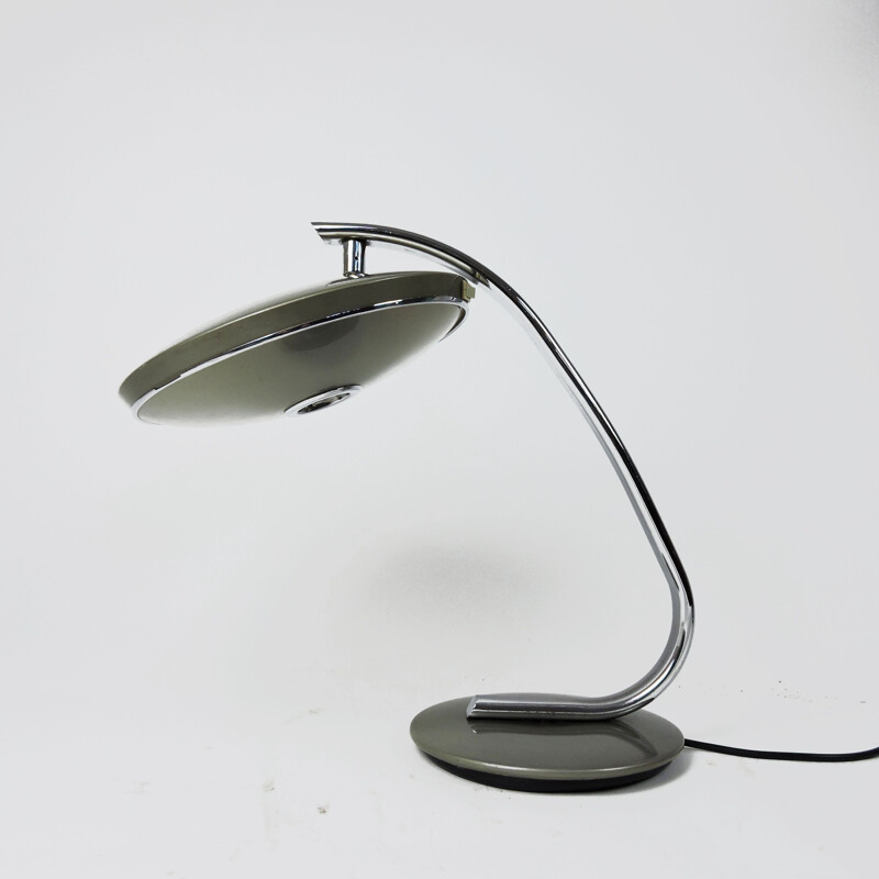 Vintage Grey and Chrome Model 520 Table Lamp from Fase, 1970s