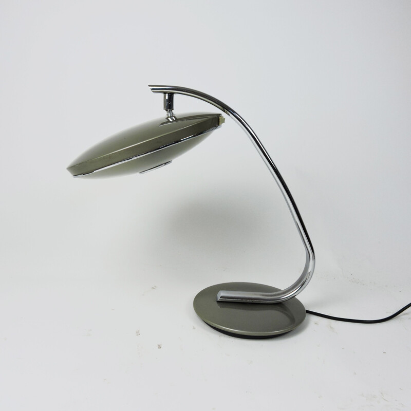 Vintage Grey and Chrome Model 520 Table Lamp from Fase, 1970s