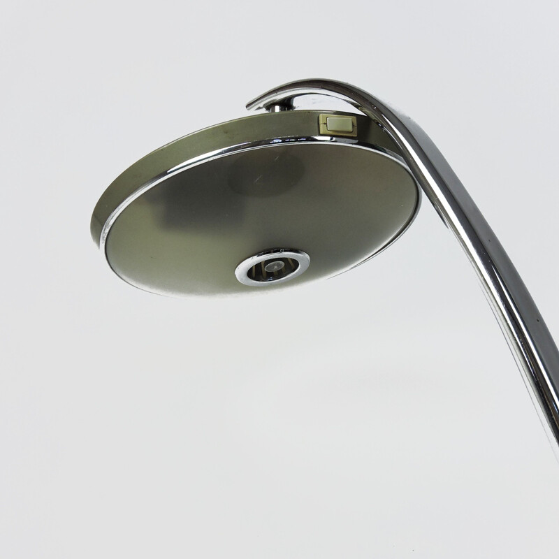 Vintage Grey and Chrome Model 520 Table Lamp from Fase, 1970s