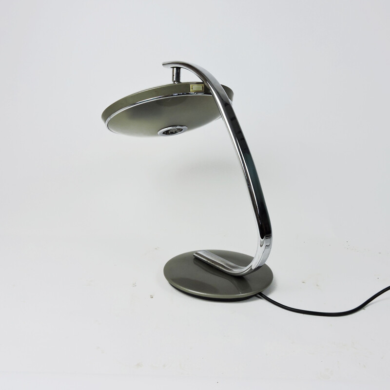 Vintage Grey and Chrome Model 520 Table Lamp from Fase, 1970s