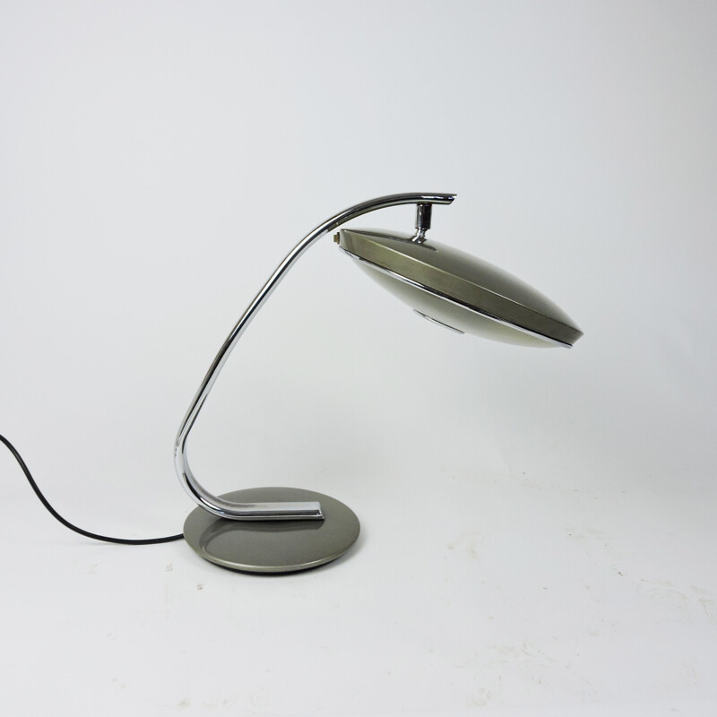 Vintage Grey and Chrome Model 520 Table Lamp from Fase, 1970s