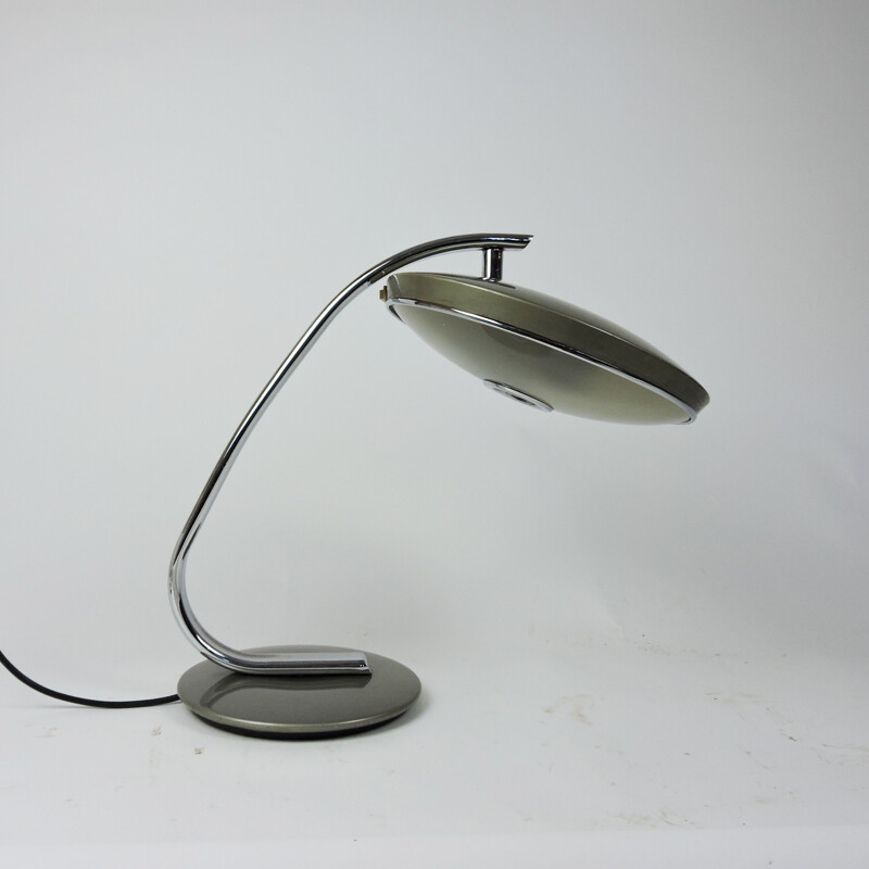 Vintage Grey and Chrome Model 520 Table Lamp from Fase, 1970s