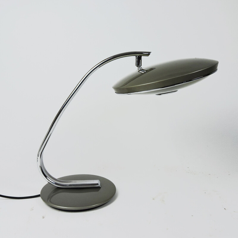 Vintage Grey and Chrome Model 520 Table Lamp from Fase, 1970s