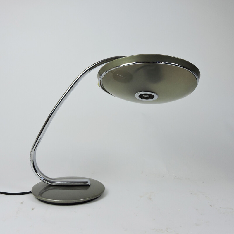 Vintage Grey and Chrome Model 520 Table Lamp from Fase, 1970s