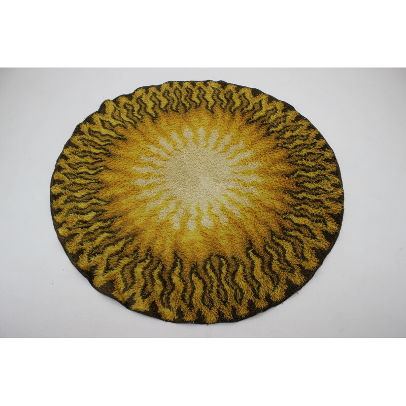 Vintage Round Wool Rug, Denmark, 1970s